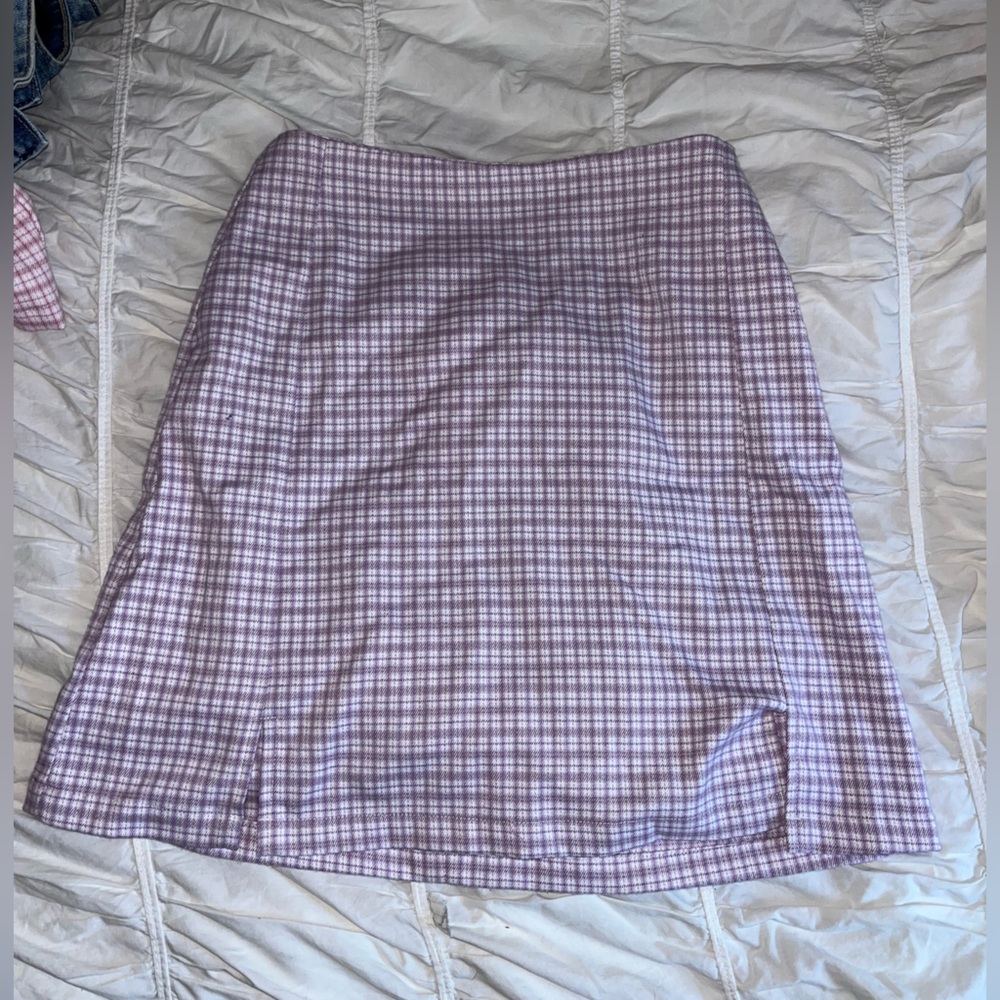 Brandy Melville Purple and White Mini Skirt